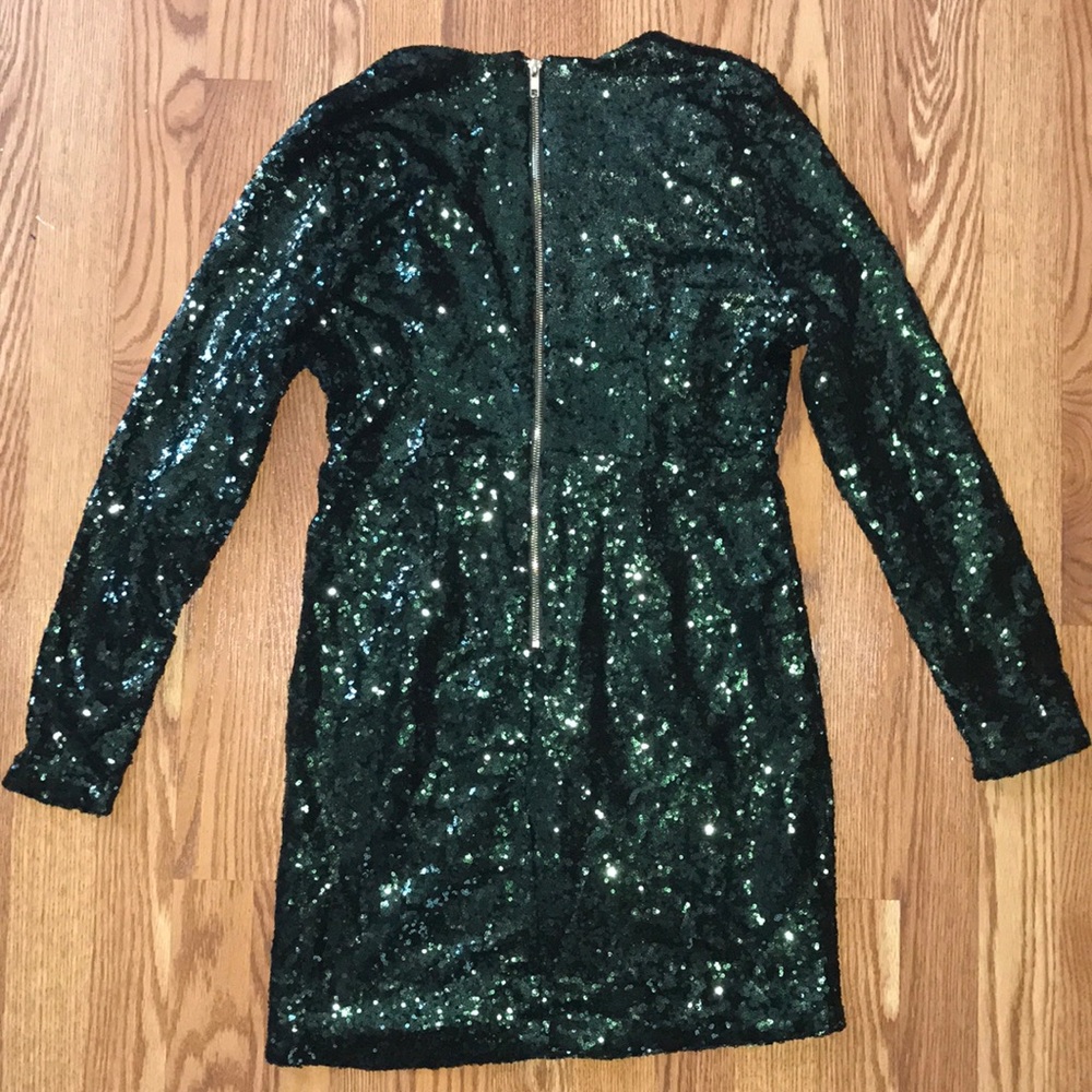 Dark Green Sequin Dress - Picture 3 of 4